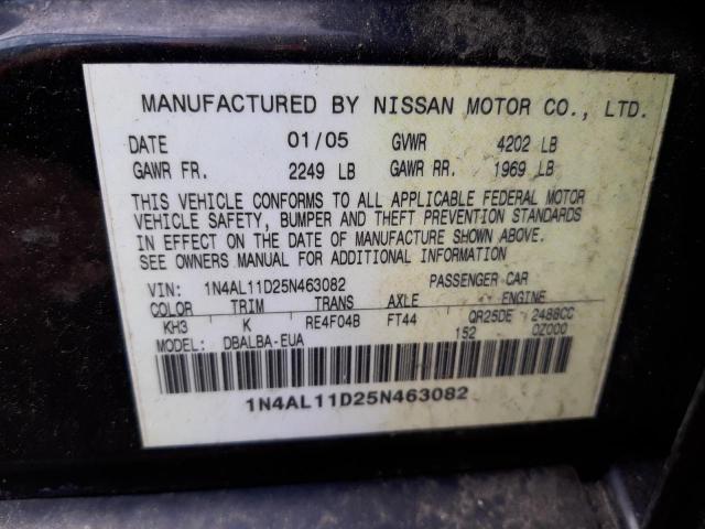 Photo 10 from auction – 2005 NISSAN ALTIMA with VIN 1N4AL11D25N463082