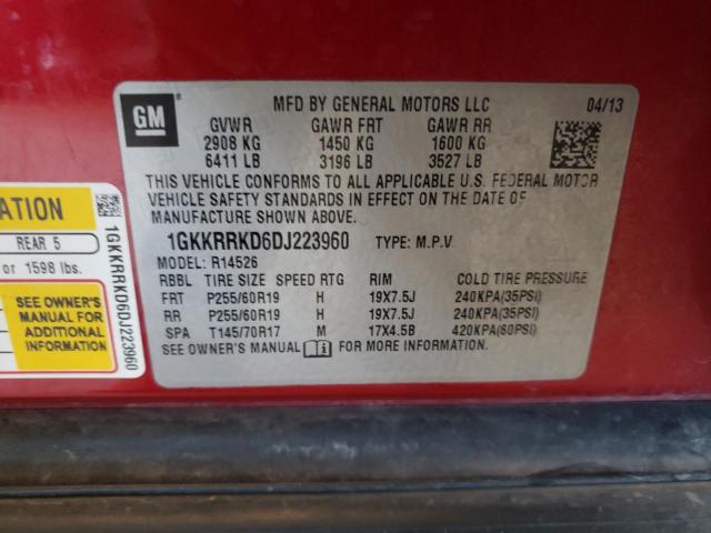 Photo 10 from auction – 2013 GMC ACADIA SLT with VIN 1GKKRRKD6DJ223960
