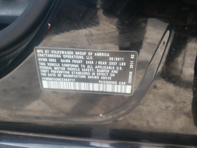 Photo 10 from auction – 2012 VOLKSWAGEN PASSAT SE with VIN 1VWBN7A39CC003717