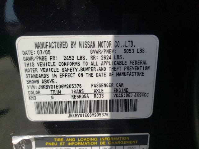 Photo 10 from auction – 2006 INFINITI M45 BASE with VIN JNKBY01E06M205376