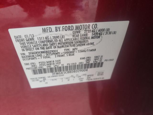 Photo 10 from auction – 2013 FORD FLEX SEL with VIN 2FMGK5C88DBD29004