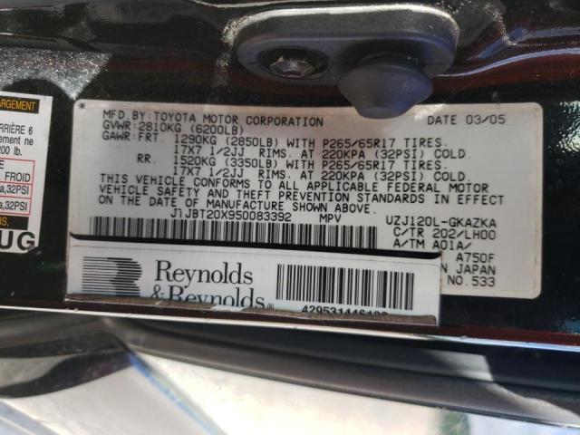 Photo 10 from auction – 2005 LEXUS GX 470 with VIN JTJBT20X950083392