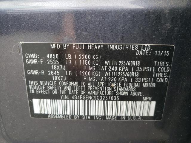 Photo 10 from auction – 2016 SUBARU OUTBACK 3. with VIN 4S4BSENC9G3257035