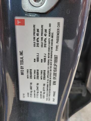 Photo 10 from auction – 2018 TESLA MODEL 3 with VIN 5YJ3E1EA7JF155587