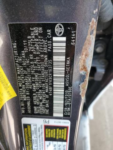 Photo 10 from auction – 2012 TOYOTA CAMRY BASE with VIN 4T4BF1FK9CR163735