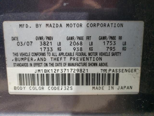 Photo 10 from auction – 2007 MAZDA 3 I with VIN JM1BK12F371729821