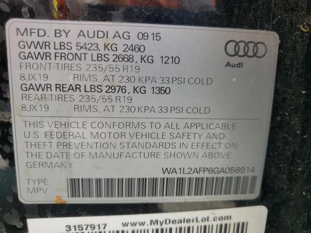 Photo 10 from auction – 2016 AUDI Q5 PREMIUM with VIN WA1L2AFP6GA056914