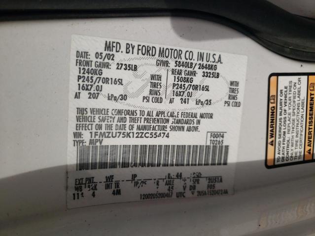 Photo 10 from auction – 2002 FORD EXPLORER L with VIN 1FMZU75K12ZC55474