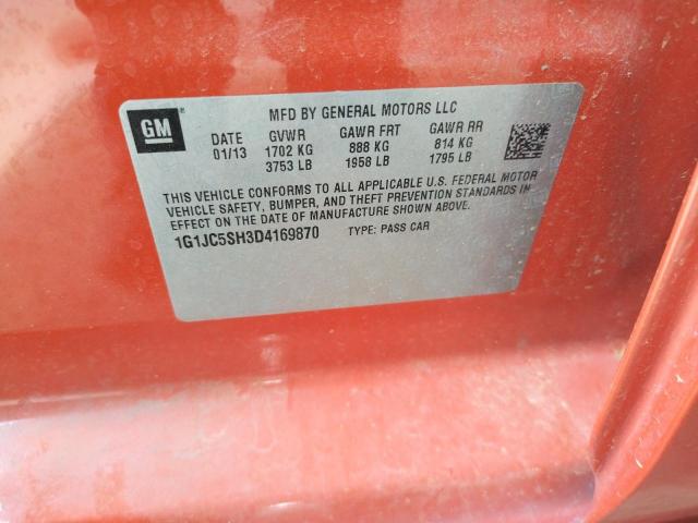 Photo 10 from auction – 2013 CHEVROLET SONIC LT with VIN 1G1JC5SH3D4169870