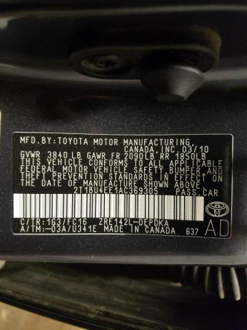 Photo 10 from auction – 2010 TOYOTA COROLLA BA with VIN 2T1BU4EE1AC369305