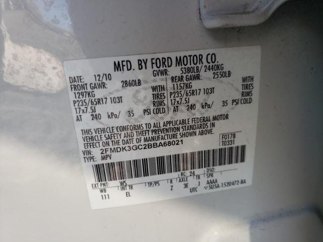 Photo 10 from auction – 2011 FORD EDGE SE with VIN 2FMDK3GC2BBA68021