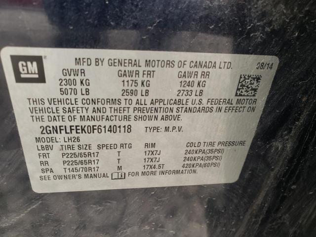 Photo 10 from auction – 2015 CHEVROLET EQUINOX LT with VIN 2GNFLFEK0F6140118