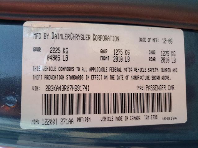 Photo 10 from auction – 2007 DODGE CHARGER SE with VIN 2B3KA43R07H691741