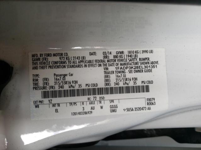 Photo 10 from auction – 2014 FORD FOCUS SE with VIN 1FADP3K28EL301351