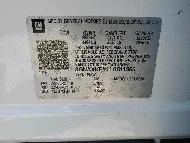 Photo 10 from auction – 2020 CHEVROLET EQUINOX LT with VIN 3GNAXKEV1LS511365