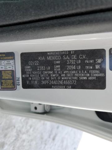 Photo 10 from auction – 2022 KIA FORTE FE with VIN 3KPF24AD2NE466072
