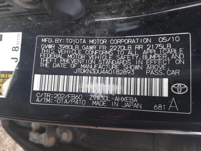 Photo 10 from auction – 2010 TOYOTA PRIUS with VIN JTDKN3DU4A0182893