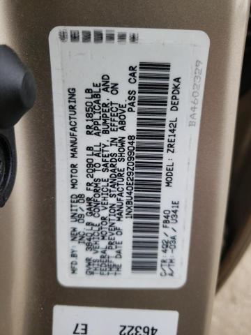 Photo 10 from auction – 2009 TOYOTA COROLLA with VIN 1NXBU40E29Z099048