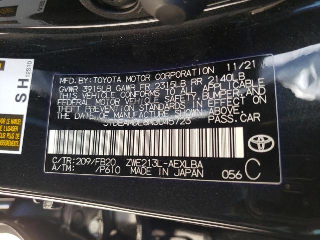 Photo 10 from auction – 2022 TOYOTA COROLLA LE with VIN JTDEAMDE8NJ045723