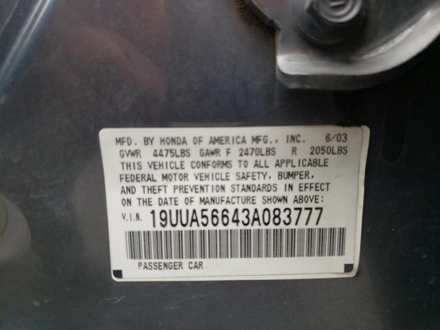 Photo 10 from auction – 2003 ACURA 3.2TL with VIN 19UUA56643A083777