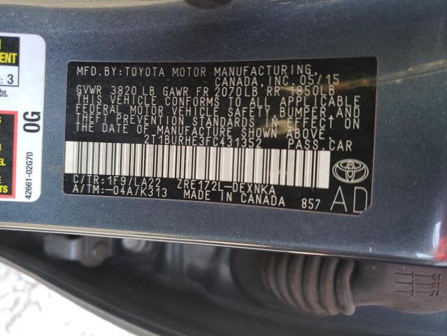 Photo 10 from auction – 2015 TOYOTA COROLLA L with VIN 2T1BURHE3FC431352