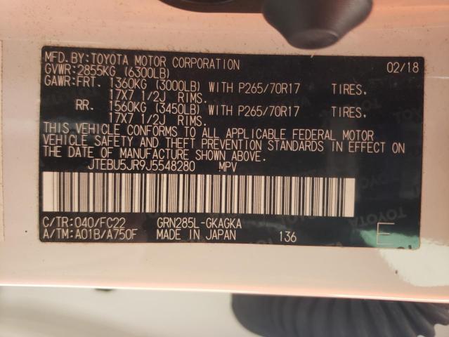 Photo 10 from auction – 2018 TOYOTA 4RUNNER SR with VIN JTEBU5JR9J5548280
