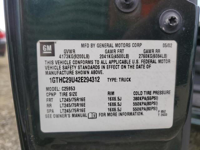 Photo 10 from auction – 2002 GMC SIERRA C25 with VIN 1GTHC29U42E294312