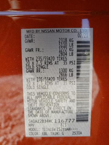 Photo 10 from auction – 2021 NISSAN MURANO PLA with VIN 5N1AZ2DJ4MC116777
