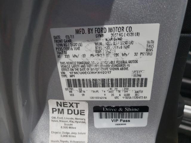 Photo 10 from auction – 2011 FORD ESCAPE LIM with VIN 1FMCU0EG3BKB92217