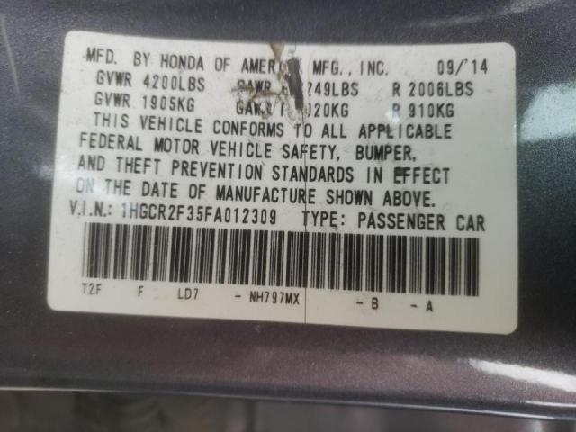 Photo 10 from auction – 2015 HONDA ACCORD LX with VIN 1HGCR2F35FA012309