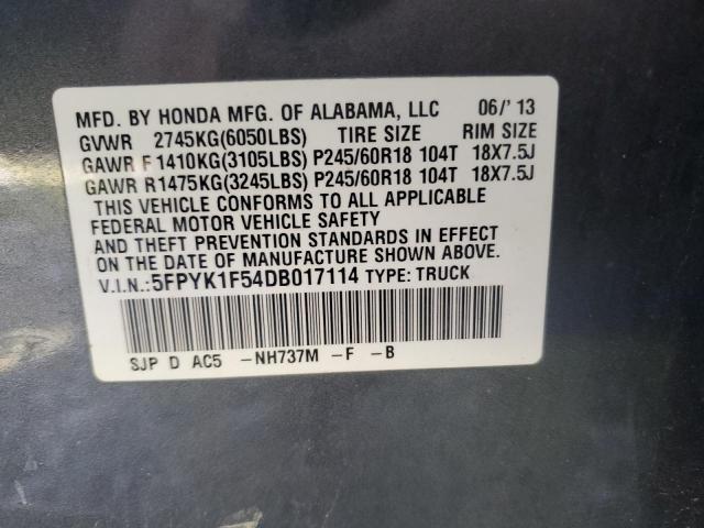 Photo 10 from auction – 2013 HONDA RIDGELINE with VIN 5FPYK1F54DB017114