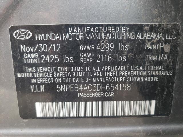 Photo 10 from auction – 2013 HYUNDAI SONATA GLS with VIN 5NPEB4AC3DH654158