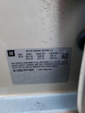 Photo 10 from auction – 2015 CHEVROLET MALIBU with VIN 1G11C5SL1FF114541