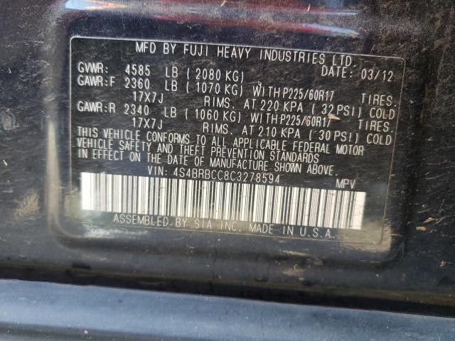 Photo 10 from auction – 2012 SUBARU OUTBACK 2. with VIN 4S4BRBCC8C3278594