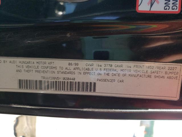 Photo 10 from auction – 2000 AUDI TT QUATTRO with VIN TRUUC28N5Y1020440