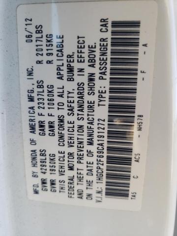 Photo 10 from auction – 2012 HONDA ACCORD with VIN 1HGCP2F69CA191272