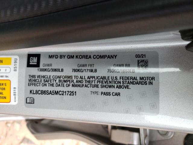 Photo 10 from auction – 2021 CHEVROLET SPARK LS with VIN KL8CB6SA5MC217251