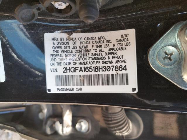 Photo 10 from auction – 2008 HONDA CIVIC LX with VIN 2HGFA16518H307864