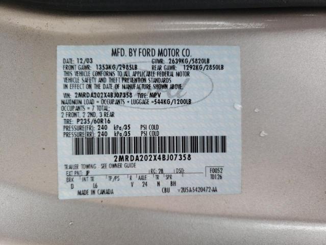 Photo 10 from auction – 2004 MERCURY MONTEREY with VIN 2MRDA202X4BJ07358
