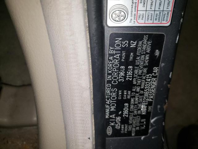 Photo 10 from auction – 2006 KIA SPECTRA LX with VIN KNAFE121X65332415