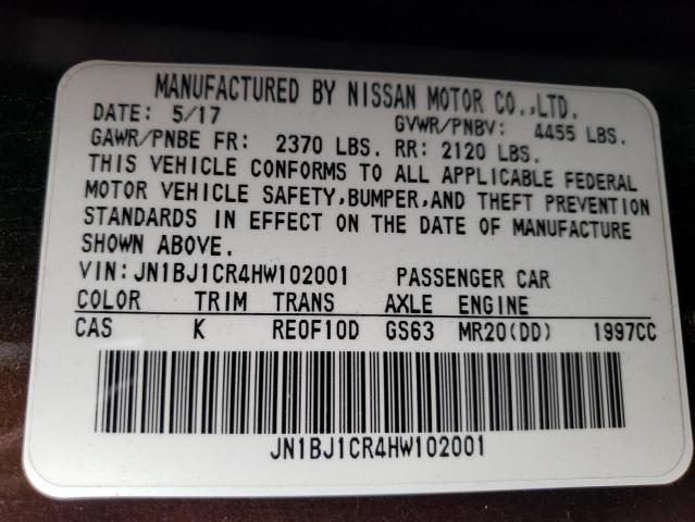 Photo 10 from auction – 2017 NISSAN ROGUE with VIN JN1BJ1CR4HW102001