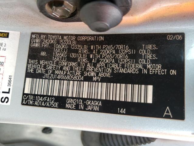 Photo 10 from auction – 2006 TOYOTA 4RUNNER SR with VIN JTEZU14RX68058004