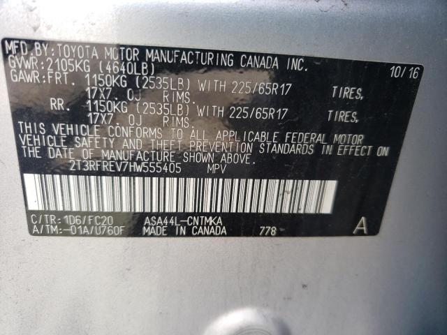 Photo 10 from auction – 2017 TOYOTA RAV4 XLE with VIN 2T3RFREV7HW555405