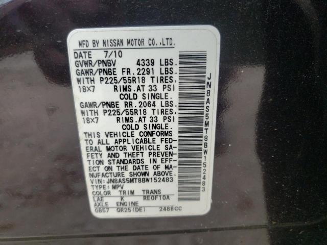 Photo 10 from auction – 2011 NISSAN ROGUE S with VIN JN8AS5MT8BW152483