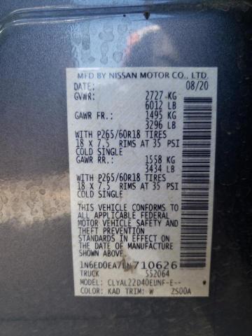 Photo 10 from auction – 2020 NISSAN FRONTIER S with VIN 1N6ED0EA7LN710626