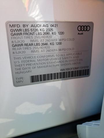 Photo 10 from auction – 2021 AUDI Q3 PREMIUM with VIN WA1EECF33M1131010