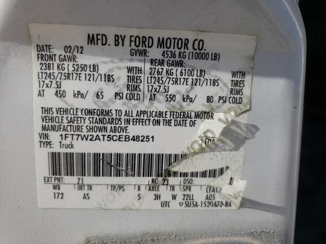 Photo 10 from auction – 2012 FORD F250 SUPER with VIN 1FT7W2AT5CEB48251