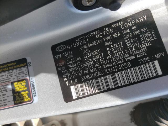 Photo 10 from auction – 2012 HYUNDAI TUCSON GLS with VIN KM8JUCAC7CU424058