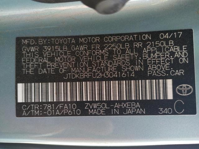 Photo 10 from auction – 2017 TOYOTA PRIUS with VIN JTDKBRFU2H3041614