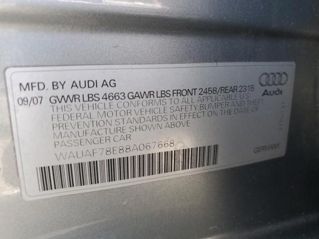 Photo 10 from auction – 2008 AUDI A4 2.0T with VIN WAUAF78E88A067668